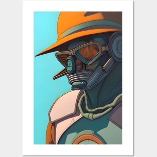 Retro robot soldier Posters and Art